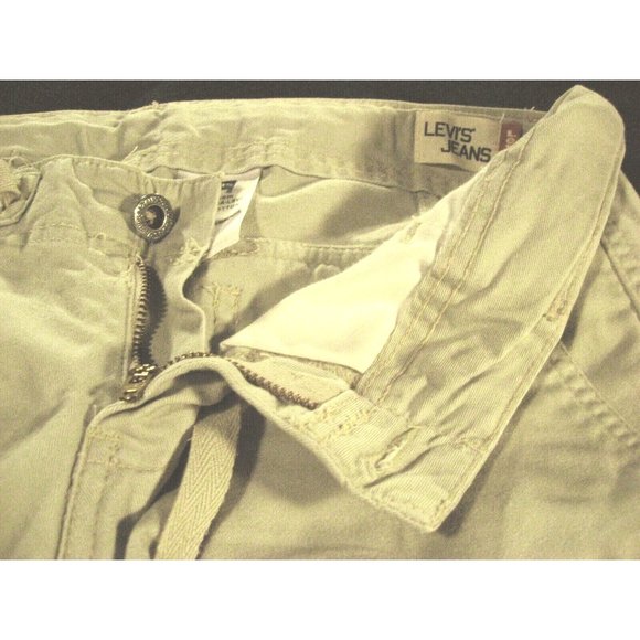 Levis Jeans Womans Capris Small  29 w Cropped Khaki Brown Tan Draw String - Picture 9 of 10